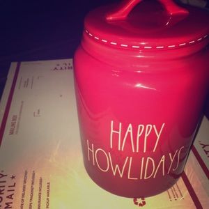 RAE DUNN HOLIDAY RED HAPPY HOWLIDAYS Jar Canister